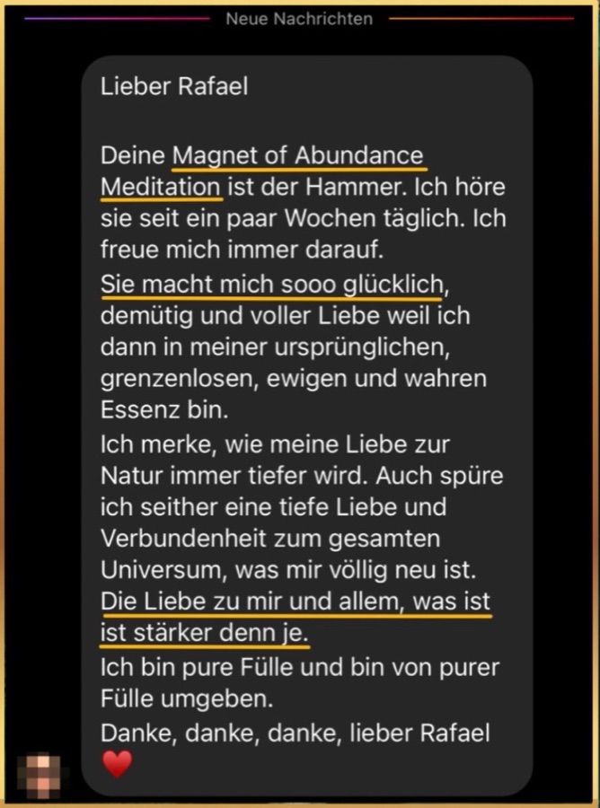 Nachricht einer Hörerin zur Magnet of Abundance Meditation